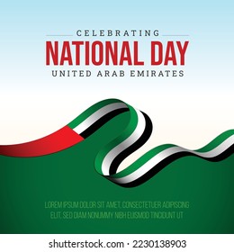 illustration banner of UAE national flag Celebrating UAE National Day