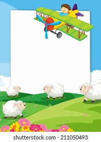 Illustration of a banner with view of a farm