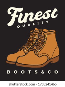 Illustration Banner of vintage leather boots