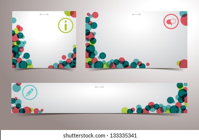 Illustration of banners with circle pattern and icons