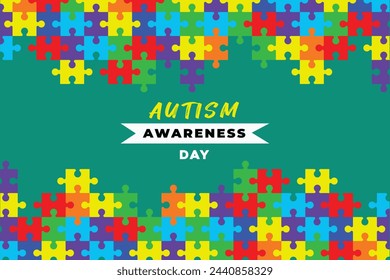 Illustration Banners. World Autism Awareness Day. Flat backround. Green backround.