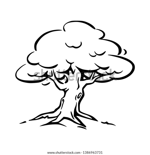 Illustration Banyan Tree Black Tree Silhouette Stock Vector (Royalty ...