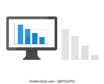 Illustration eines auf dem Monitor angezeigten Balkendiagramms.