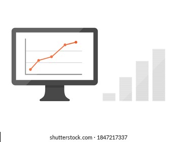 Illustration eines auf dem Monitor angezeigten Balkendiagramms.