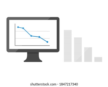 Ilustración de un gráfico de barras que se muestra en el monitor.