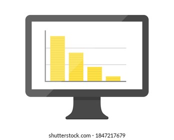 Ilustración de un gráfico de barras que se muestra en el monitor.