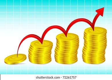 illustration of bar graph made of gold coins