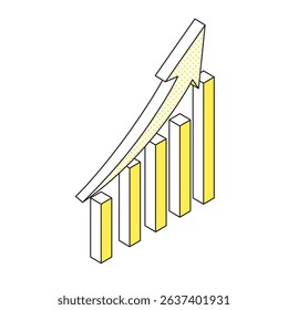An illustration of a bar graph with an upward arrow, symbolizing growth or improvement.