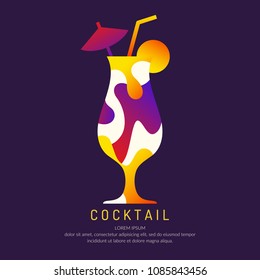 Illustration for bar menu alcoholic cocktail. Vector drawing of a Drink on a dark background.