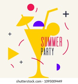 Illustration for bar menu alcoholic cocktail. Vector drawing of a Drink on a dark background.