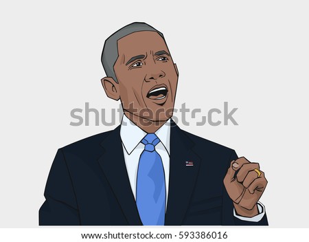 illustration barack obama holding speech color stock vector royalty