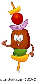 Illustration of a Barbecue Character with Thumbs Up