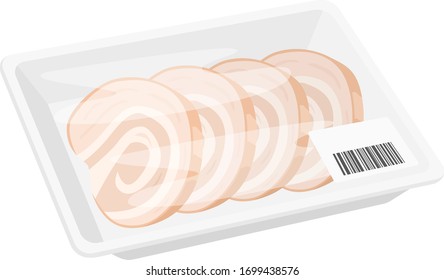 Ilustración de carne asada en un envase.