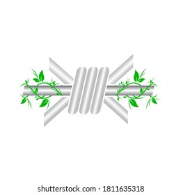 ilustración de alambre de púas envuelto alrededor de vides.