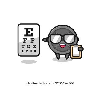 Illustration of barbell plate mascot as an ophthalmology , cute design