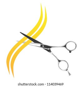 Illustration barber scissors isolated on white background. Vector.