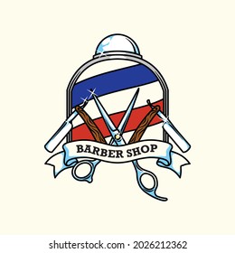 Illustration Barber Shop Vintage Logo Badge
