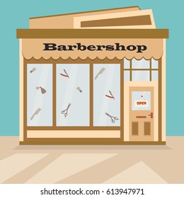 Illustration of the barbershop in a flat style