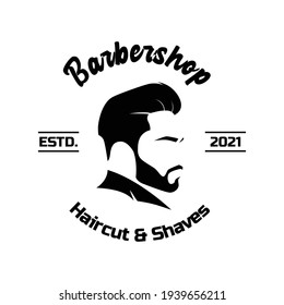 Ilustración vectorial con logotipo de Barbershop - Logotipo vintage - Blanco y negro.