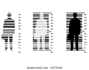 Illustration of bar-code and man