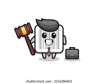 Illustration of barcode mascot as a lawyer , cute design