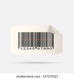 Illustration of a barcode sticker isolated on a white background.