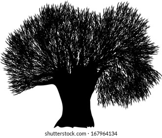 illustration with bare tree isolated on white background