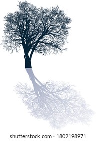 ilustração com árvore nua isolada sobre fundo branco