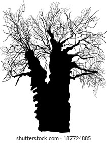 ilustración con árbol vacío aislado en fondo blanco