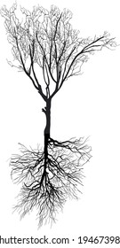 illustration with bare tree isolated on white background