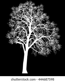 ilustración con árbol vacío aislado en fondo negro
