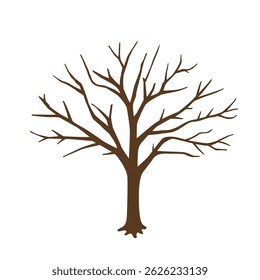 Ilustração de uma árvore nua no inverno sem folhas