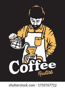 Illustration of a barista making coffee