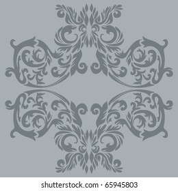 Illustration of a baroque texture tile, that can be used continuously