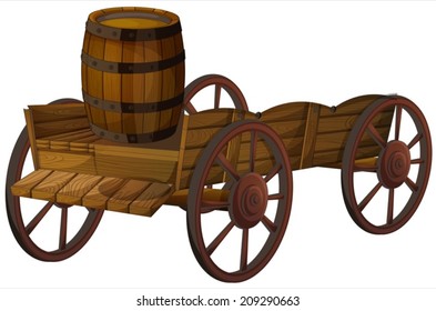 Illustration of a barrel on a wagon