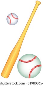 Illustration of the baseball bat and balls