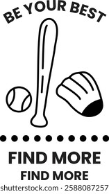 An Illustration of a baseball bat and glove in line art style. in the style of sign illustrations