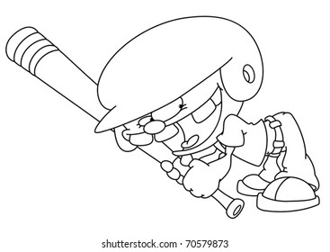 Illustration of a baseball boy outlined