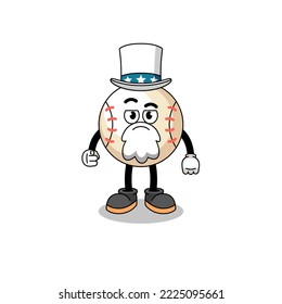 Illustration of baseball cartoon with i want you gesture , character design