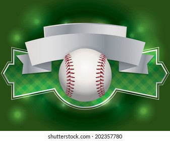 An illustration of a baseball emblem and banner. Room for copy. Vector EPS file contains transparencies.
