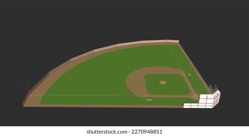 Illustration Baseball Fields with isolated white background