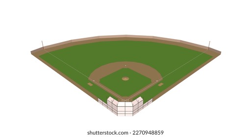 Illustration Baseball Fields with isolated white background