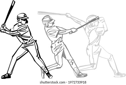 illustration of a baseball gamer with a baseball bat