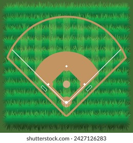 The Illustration of Baseball Grass Field