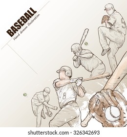 Illustration of baseball. hand drawn. baseball poster. Sport background.