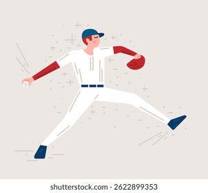 illustration of a baseball pitcher. Color cartoon flat graphic style for your design