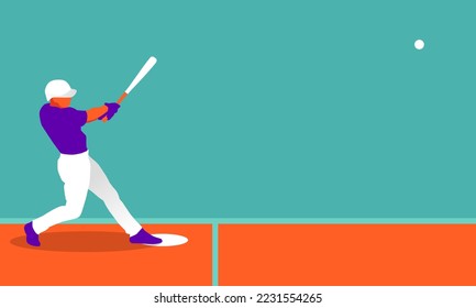 Illustration of baseball player in action. Isolate background.