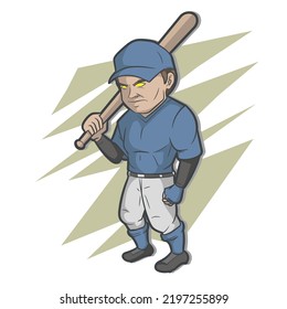 Illustration of baseball player. comic style