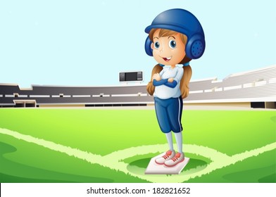 Illustration of a baseball player at the court