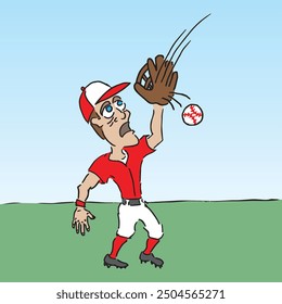 Ilustración del jugador de béisbol que cae la bola